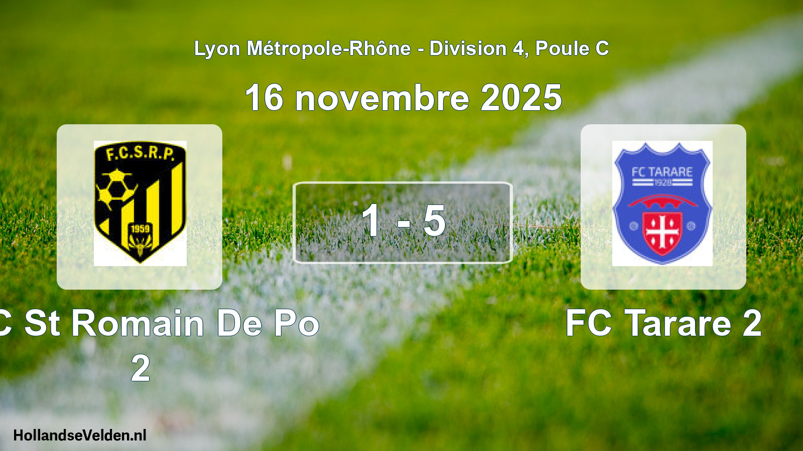 Gespeelde wedstrijd: FC St Romain De Po 2 - FC Tarare 2 1 - 5 (16 november 2025)