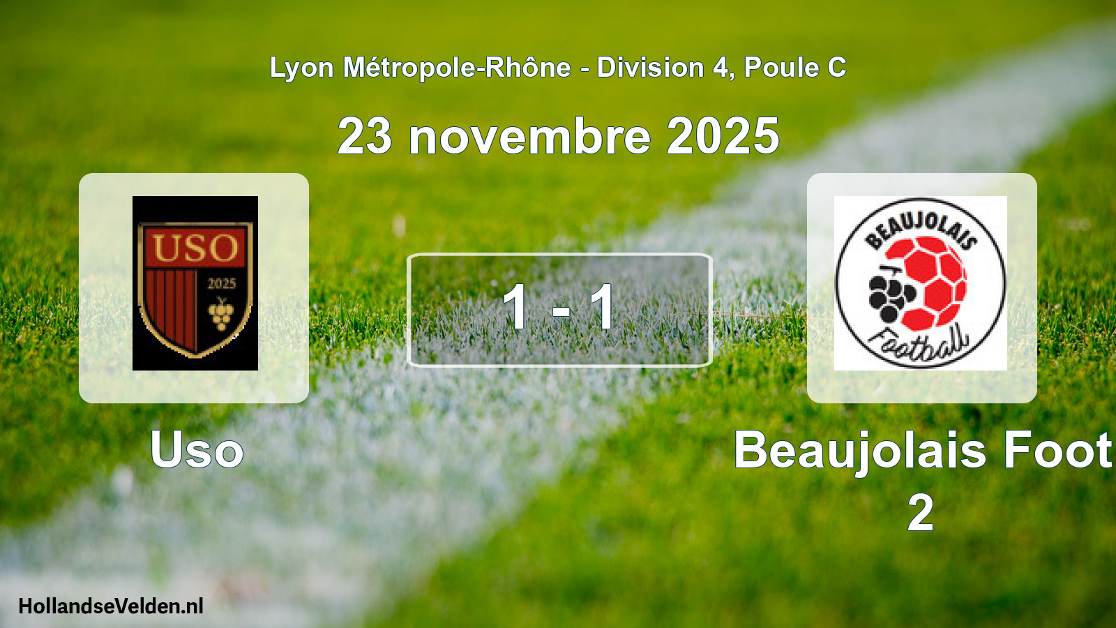 Gespeelde wedstrijd: Uso - Beaujolais Foot 2 1 - 1 (23 november 2025)