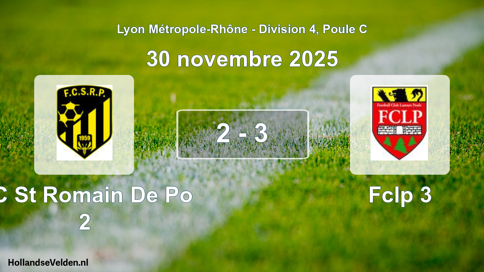 Gespeelde wedstrijd: FC St Romain De Po 2 - Fclp 3 2 - 3 (30 november 2025)
