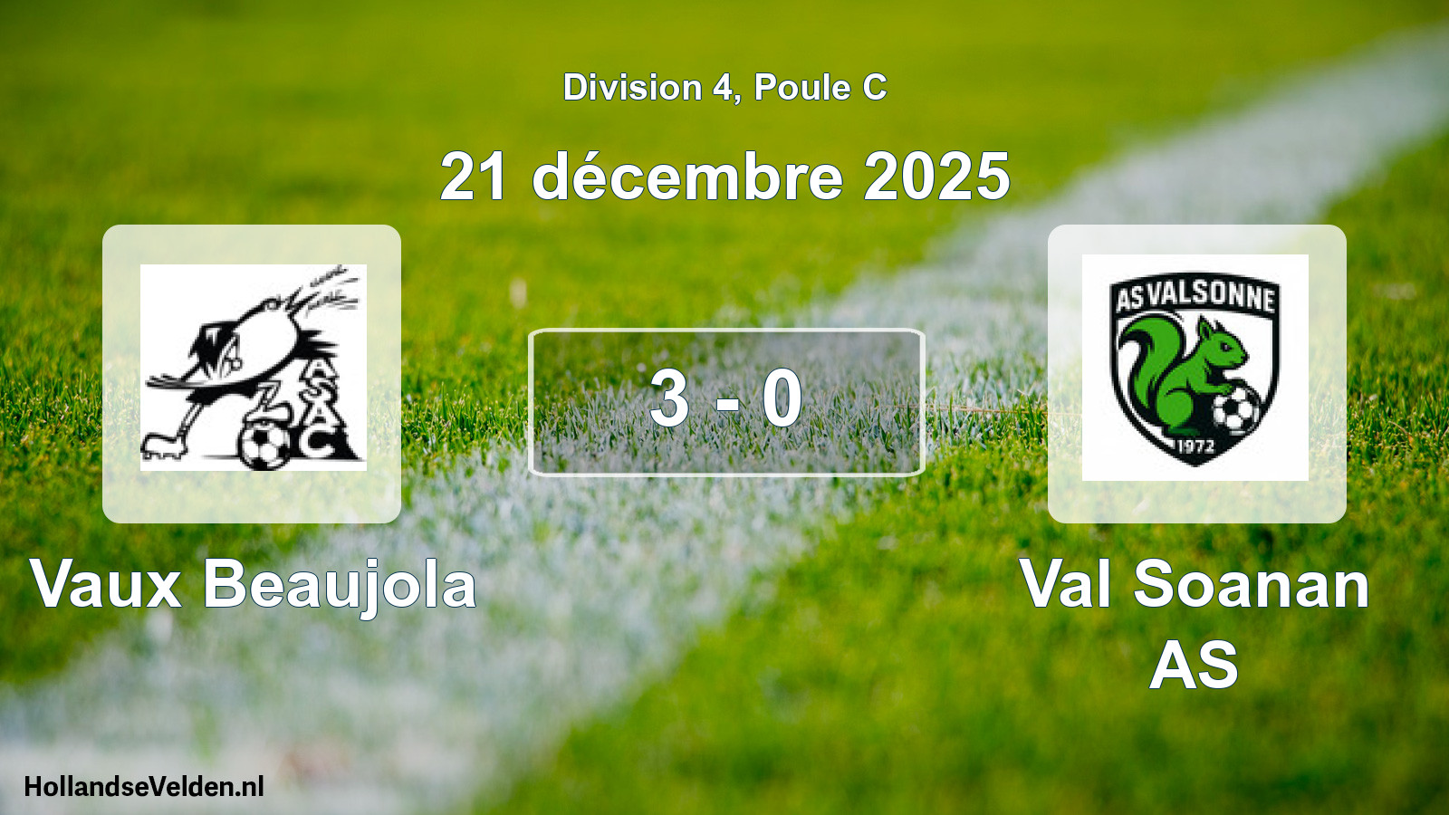 Match joué: Vaux Beaujola - Val Soanan AS 3 - 0 (21 décembre 2025)
