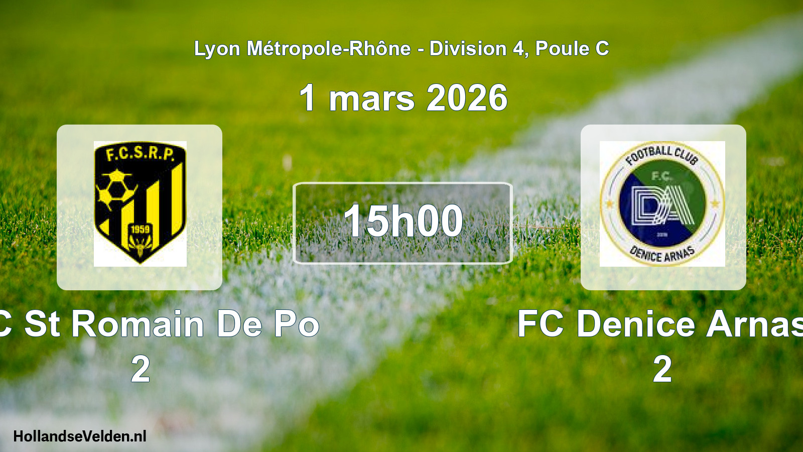 Geplande wedstrijd: FC St Romain De Po 2 - FC Denice Arnas 2 (1 maart 2026)