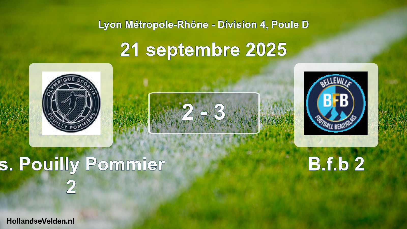 Gespeelde wedstrijd: O.s. Pouilly Pommier 2 - B.f.b 2 2 - 3 (21 september 2025)