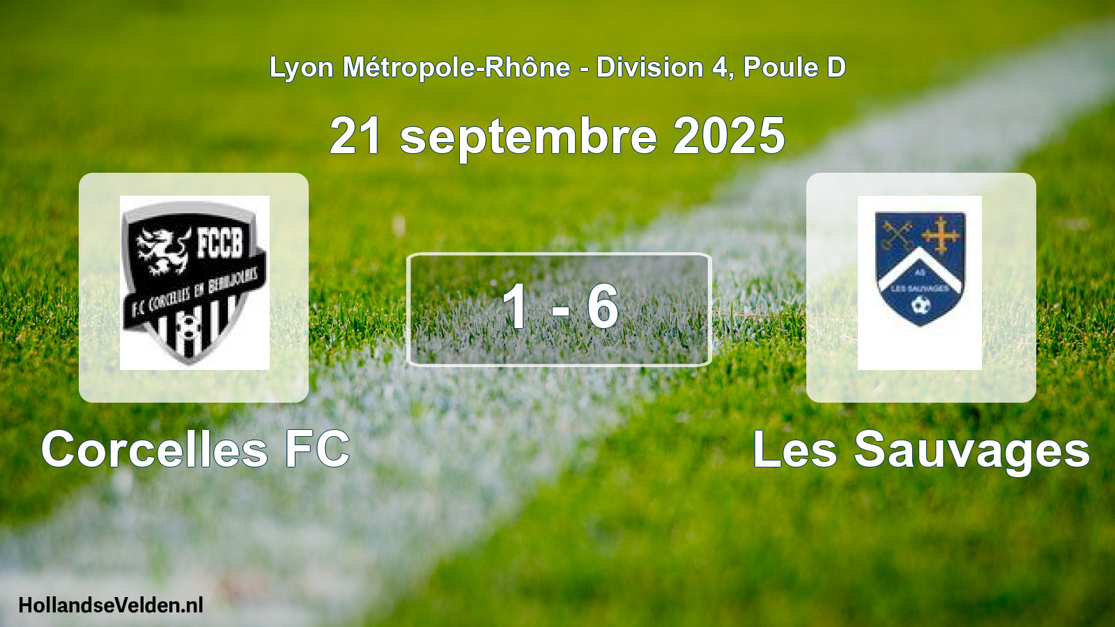 Gespeelde wedstrijd: Corcelles FC - Les Sauvages 1 - 6 (21 september 2025)