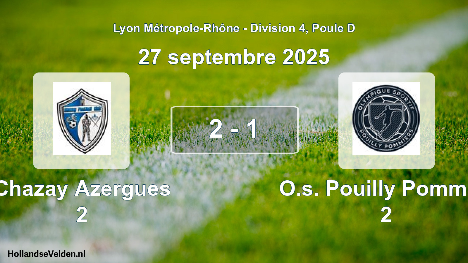 Gespeelde wedstrijd: Chazay Azergues 2 - O.s. Pouilly Pommier 2 2 - 1 (27 september 2025)