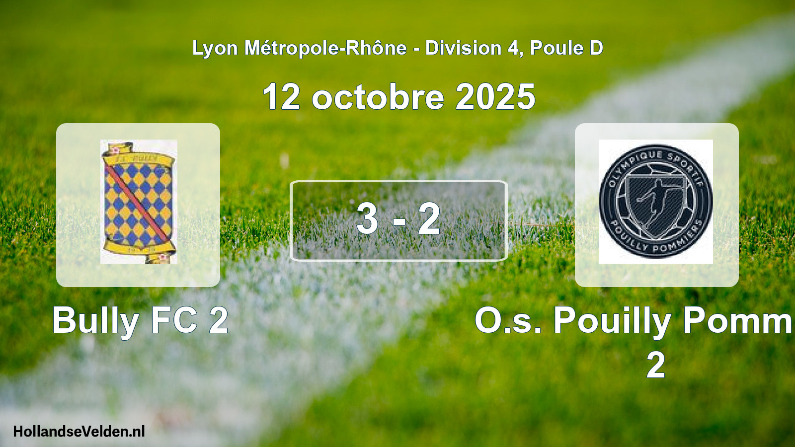 Gespeelde wedstrijd: Bully FC 2 - O.s. Pouilly Pommier 2 3 - 2 (12 oktober 2025)
