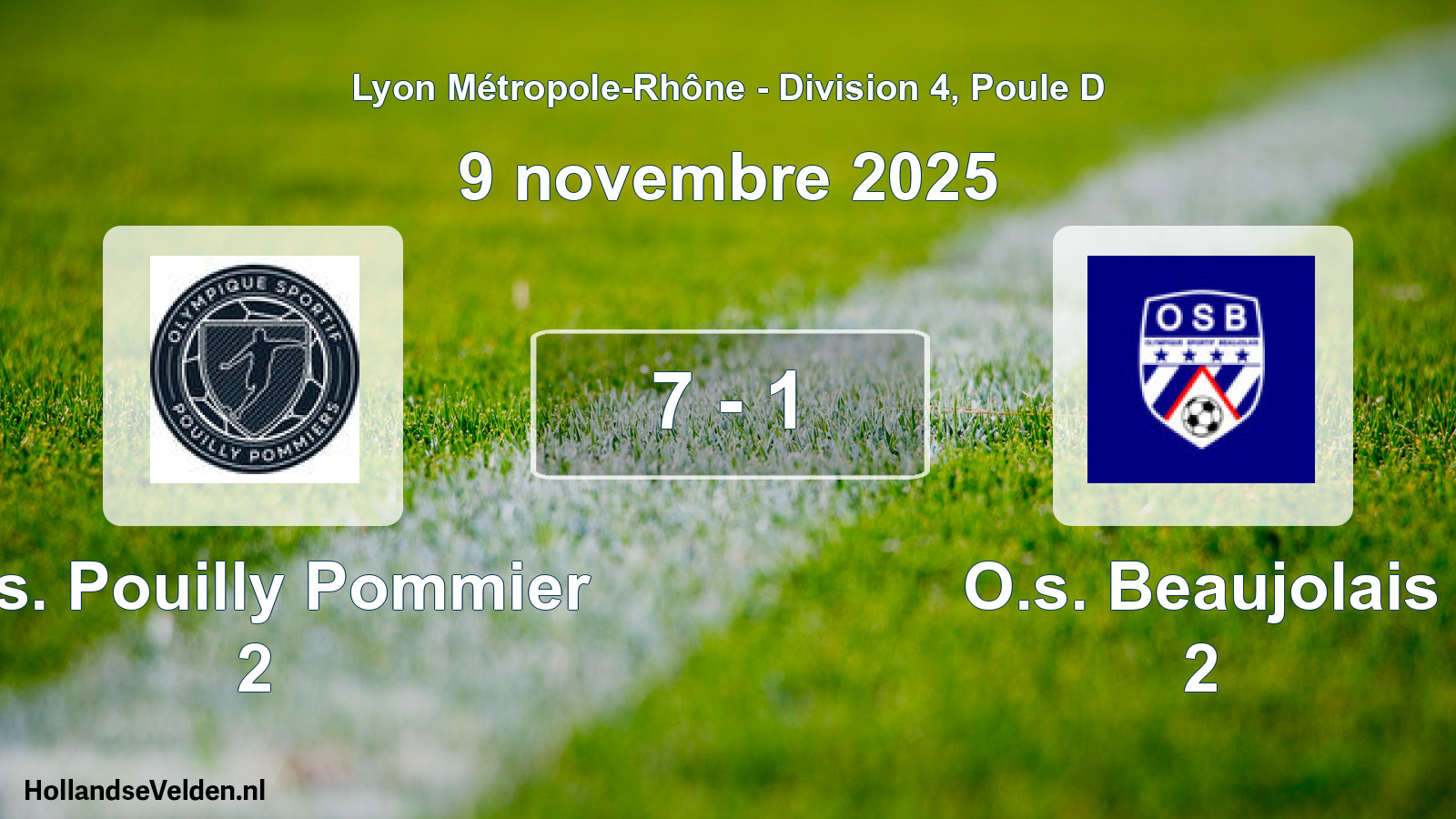 Gespeelde wedstrijd: O.s. Pouilly Pommier 2 - O.s. Beaujolais 2 7 - 1 (9 november 2025)
