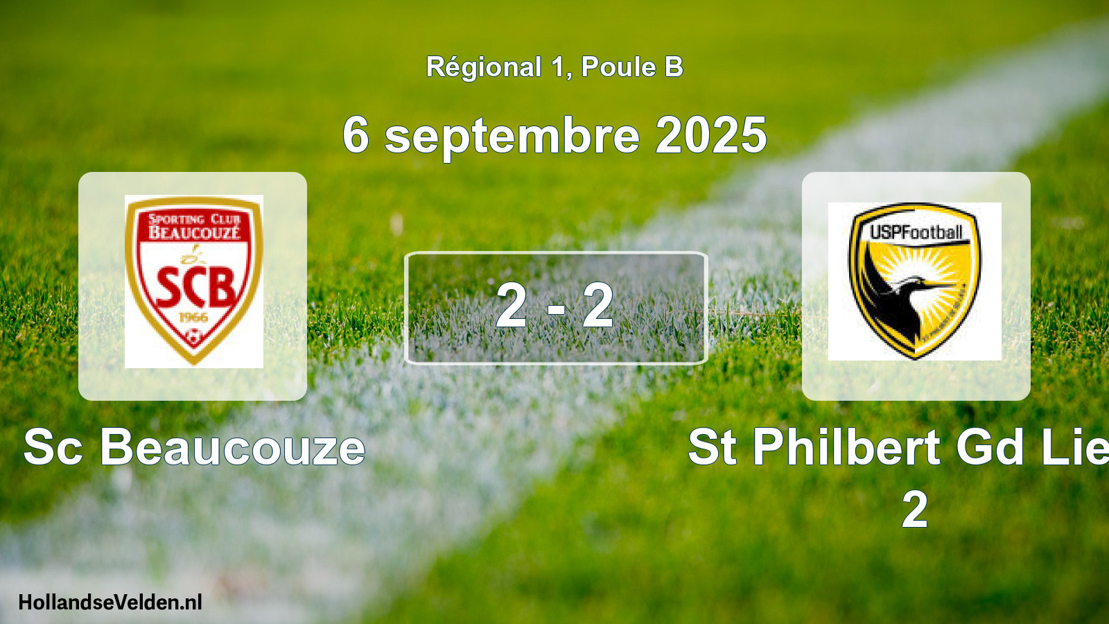 Gespeelde wedstrijd: Sc Beaucouze - St Philbert Gd Lieu 2 2 - 2 (6 september 2025)