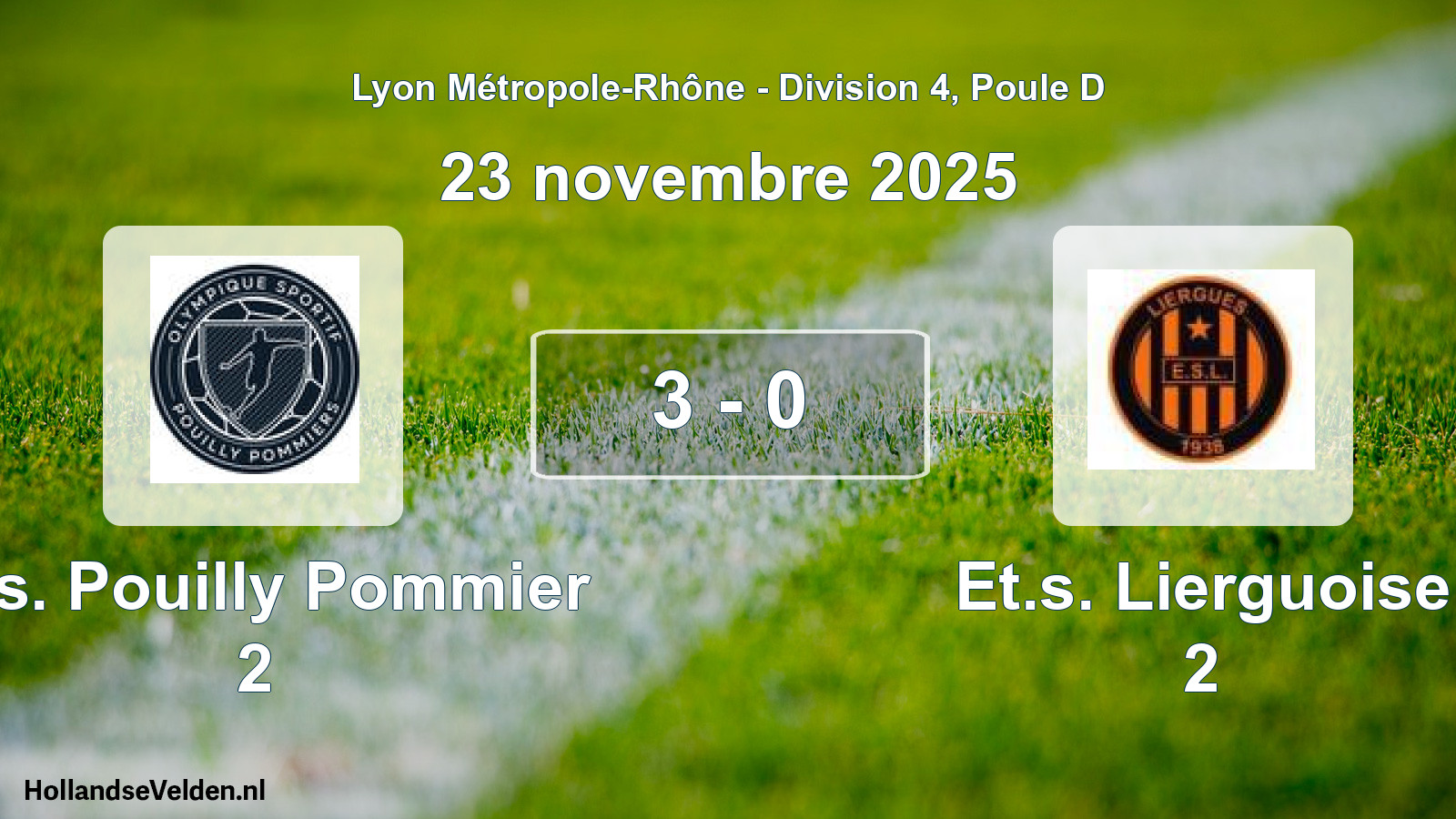 Gespeelde wedstrijd: O.s. Pouilly Pommier 2 - Et.s. Lierguoise 2 3 - 0 (23 november 2025)