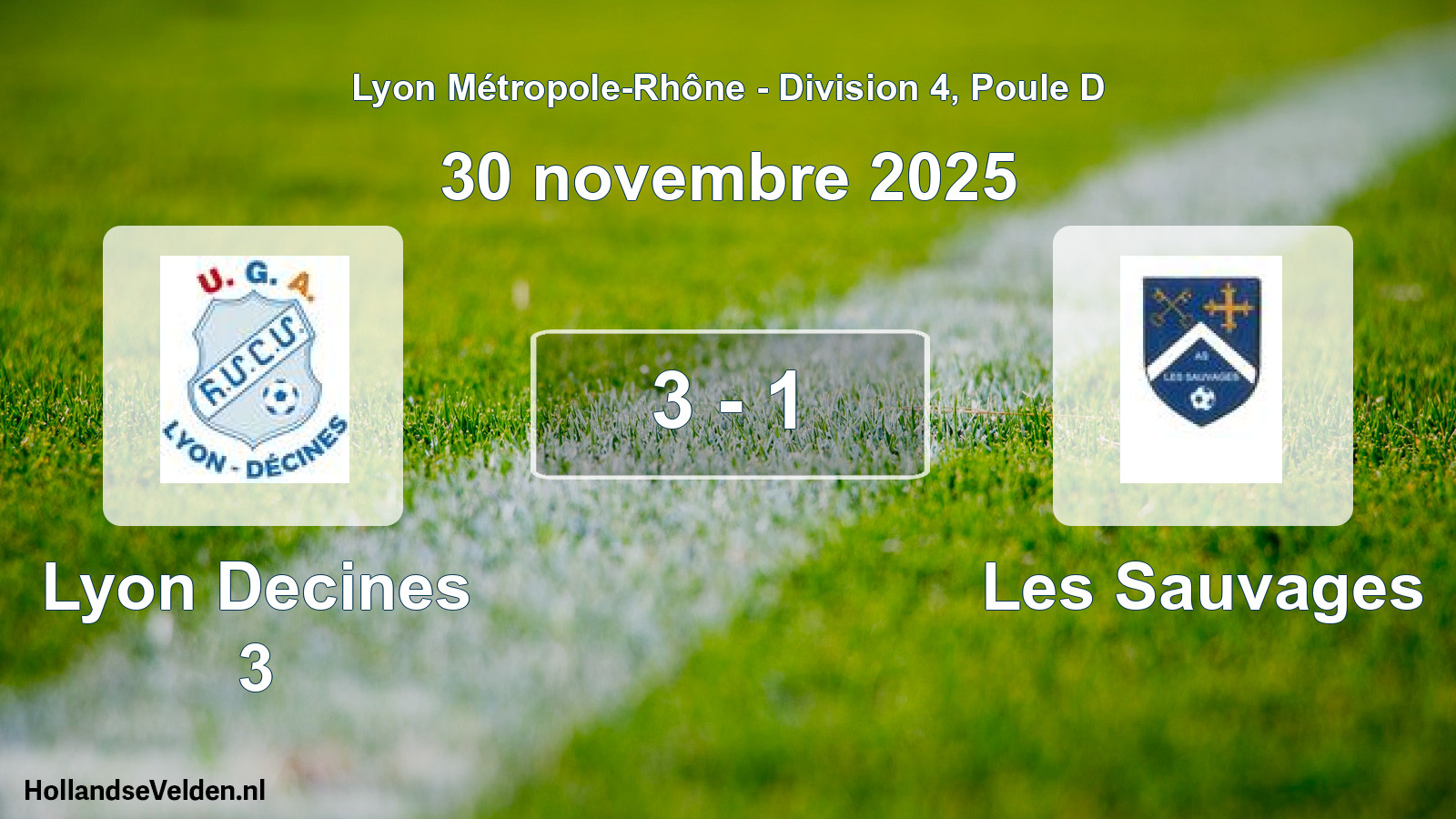 Gespeelde wedstrijd: Lyon Decines 3 - Les Sauvages 3 - 1 (30 november 2025)