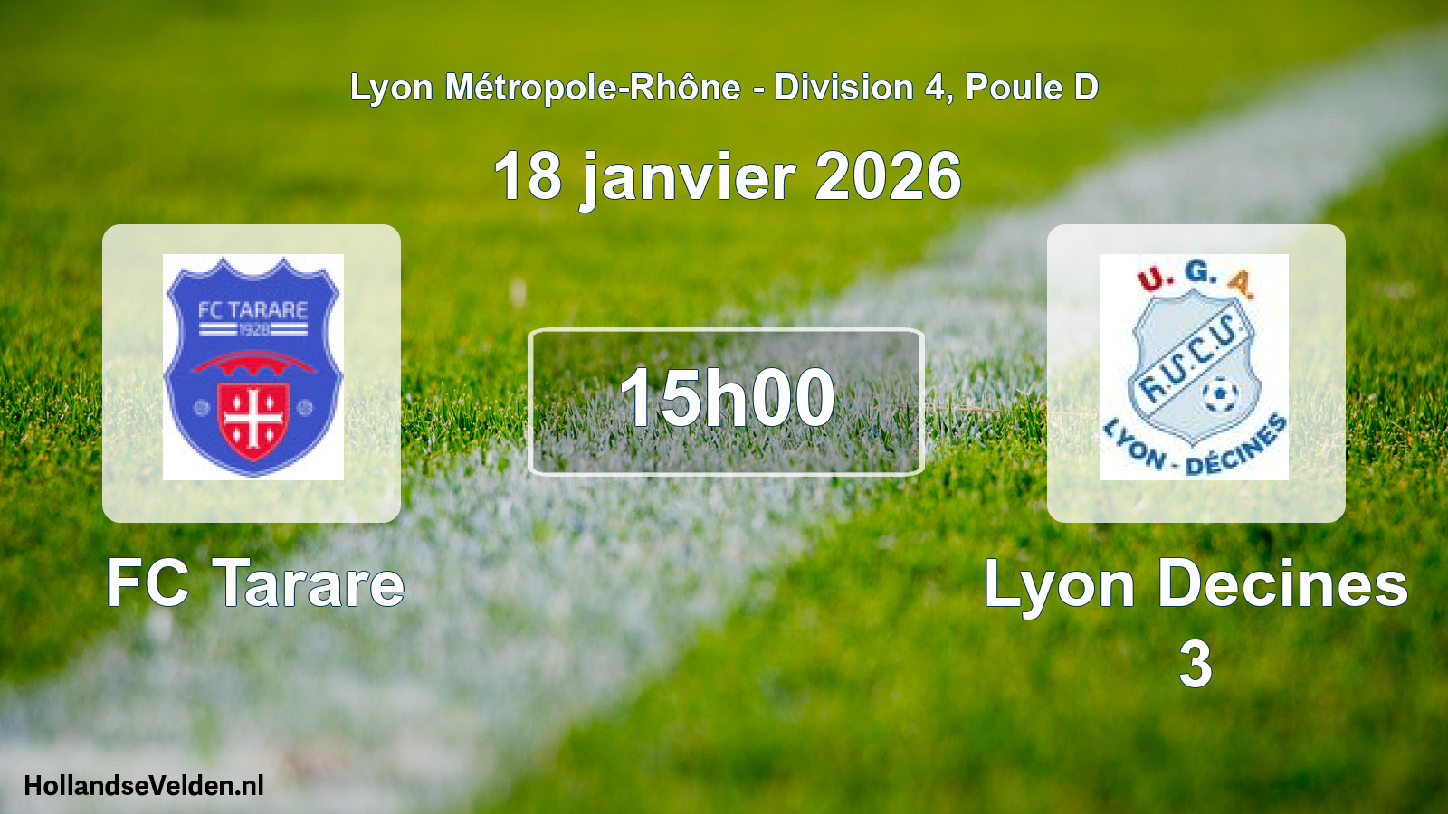 Match programmé: FC Tarare - Lyon Decines 3 (18 janvier 2026)