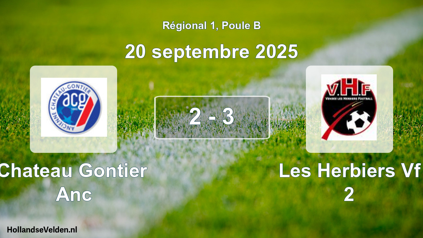 Gespeelde wedstrijd: Chateau Gontier Anc - Les Herbiers Vf 2 2 - 3 (20 septembre 2025)