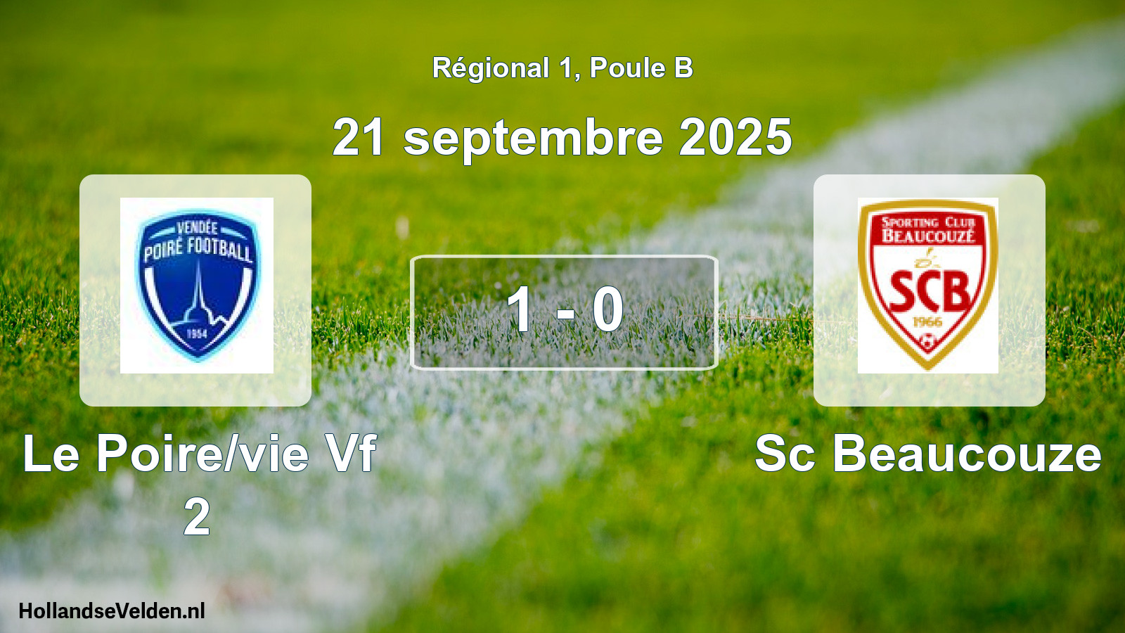 Total number of matches played: Le Poire/vie Vf 2 - Sc Beaucouze 1 - 0 (21 September 2025)