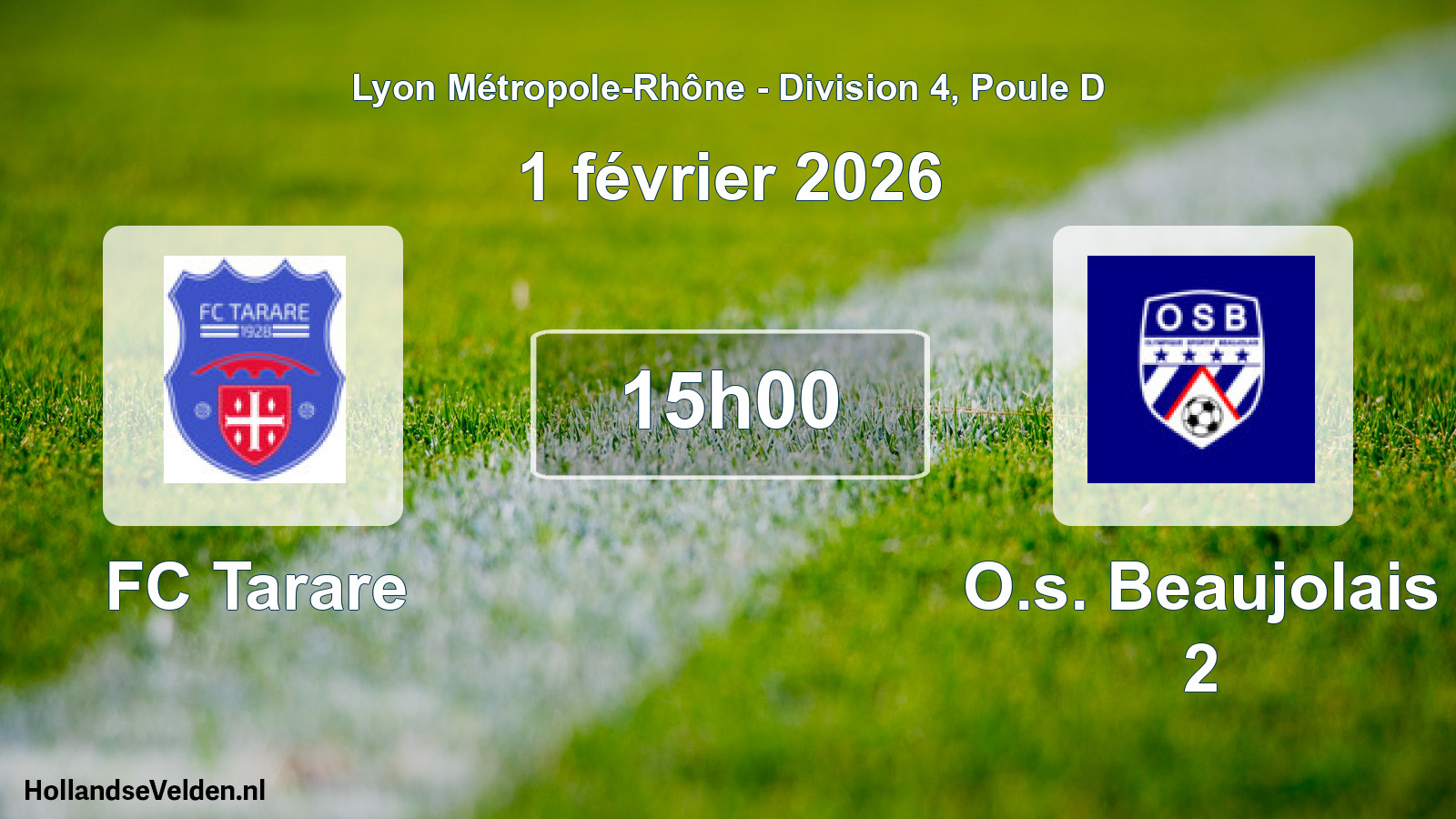 Scheduled Match: FC Tarare - O.s. Beaujolais 2 (1 February 2026)