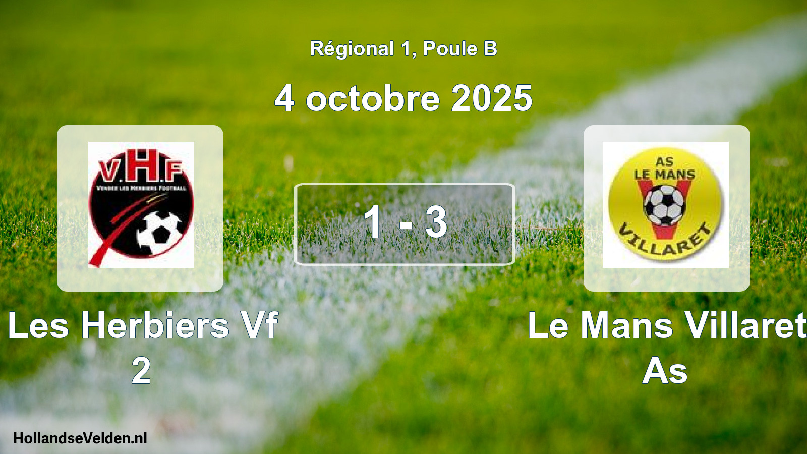 Gespeelde wedstrijd: Les Herbiers Vf 2 - Le Mans Villaret As 1 - 3 (4 octobre 2025)