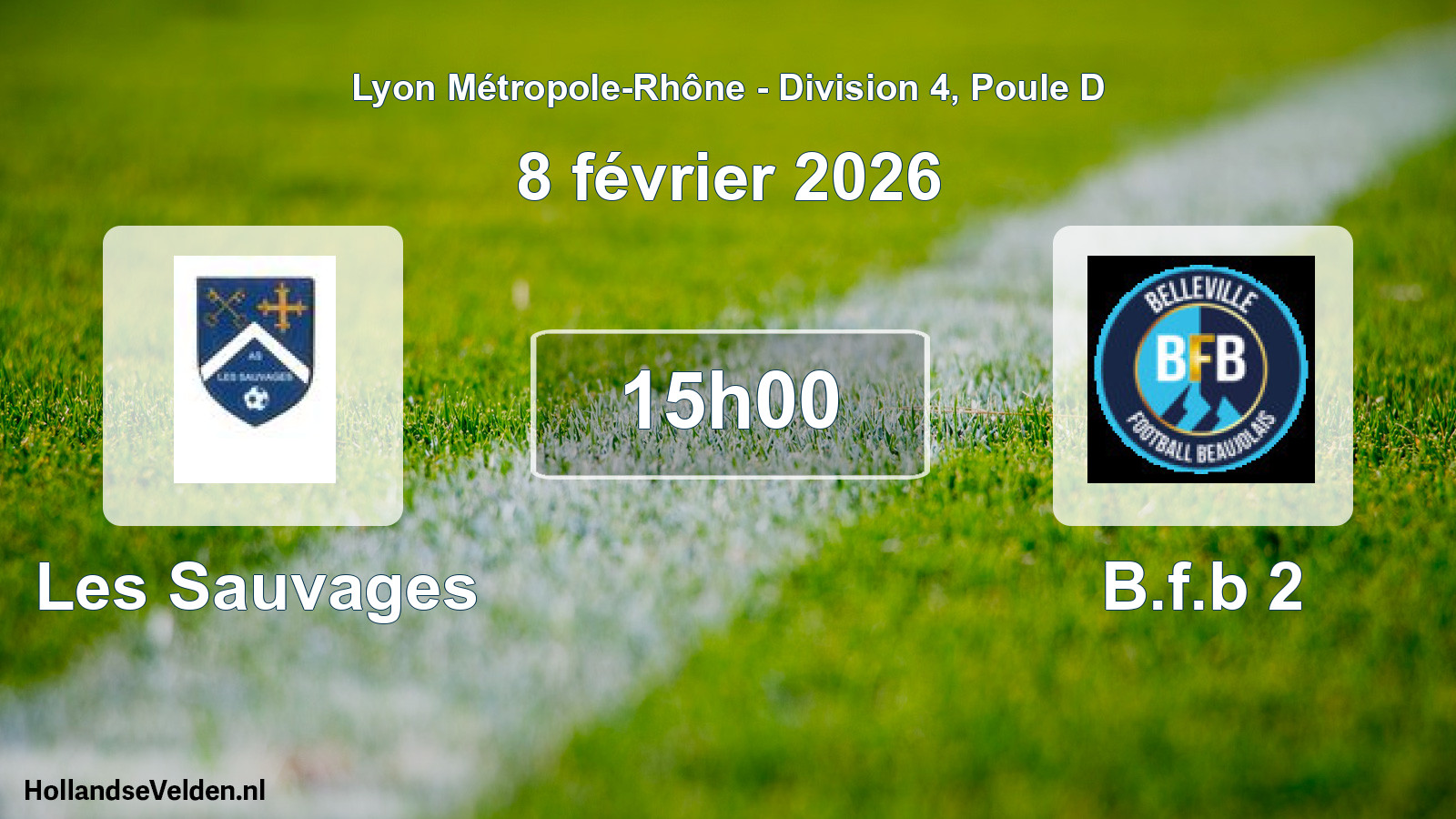 Geplande wedstrijd: Les Sauvages - B.f.b 2 (8 februari 2026)