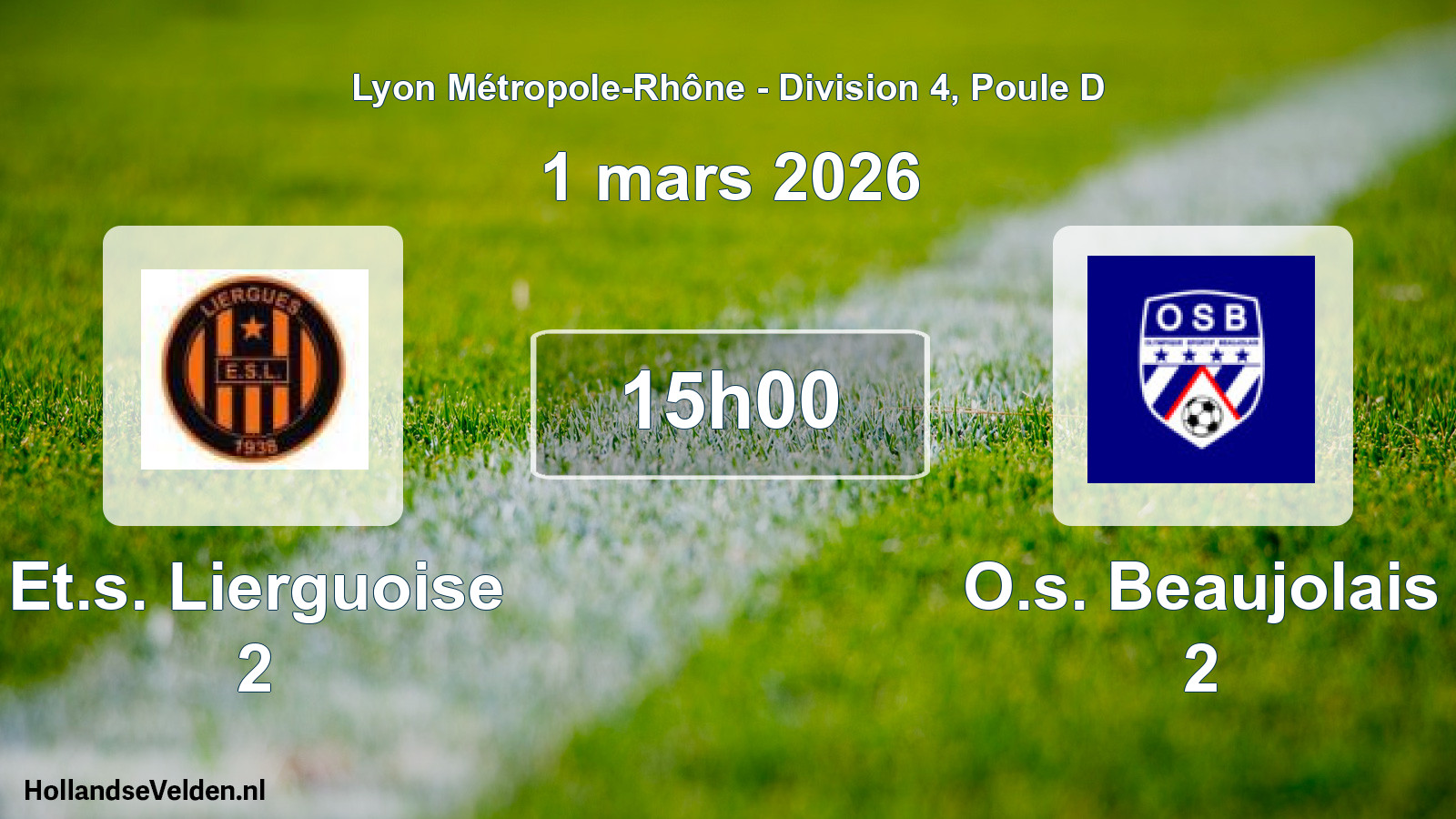 Geplande wedstrijd: Et.s. Lierguoise 2 - O.s. Beaujolais 2 (1 maart 2026)