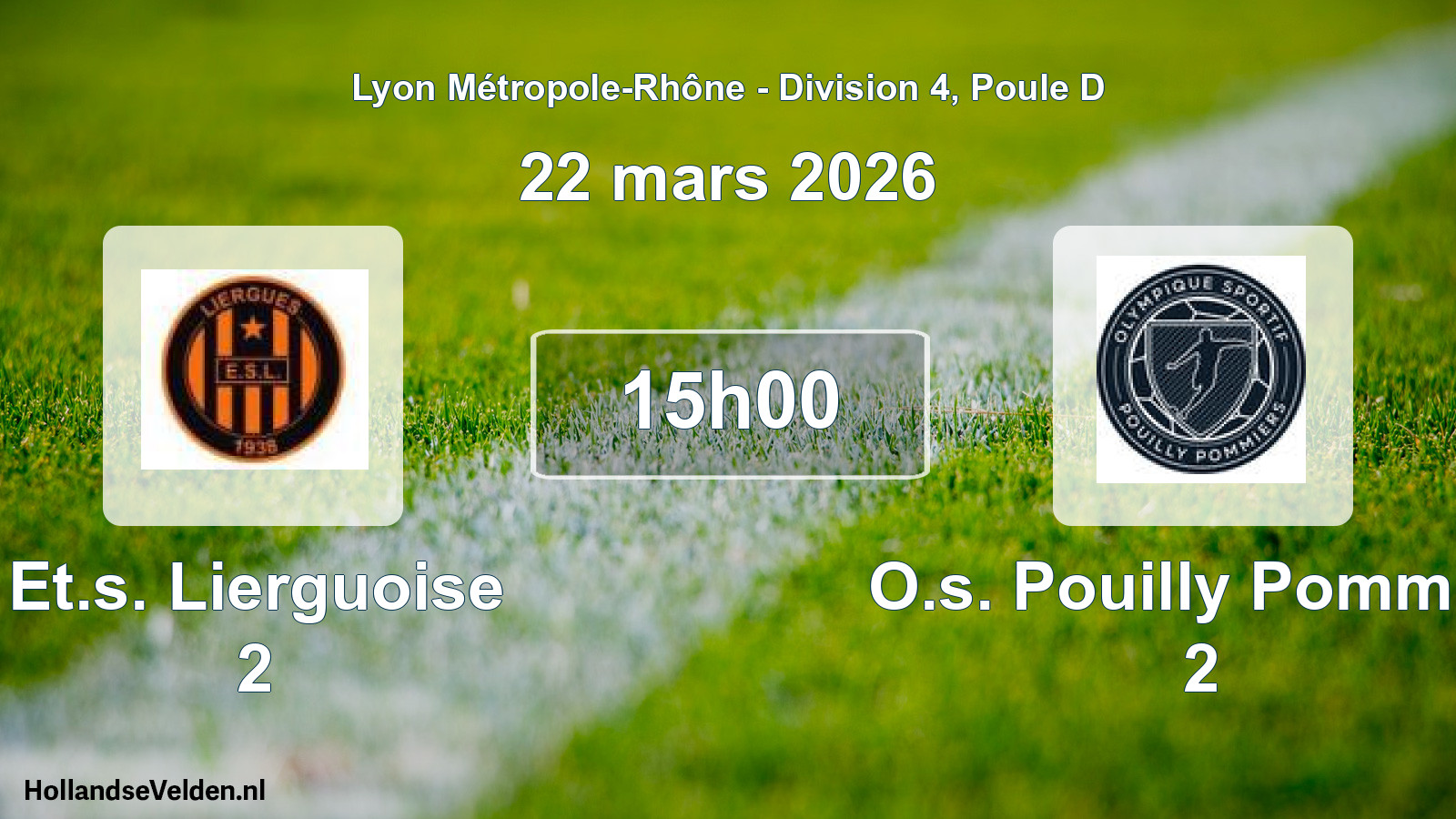 Geplande wedstrijd: Et.s. Lierguoise 2 - O.s. Pouilly Pommier 2 (22 maart 2026)