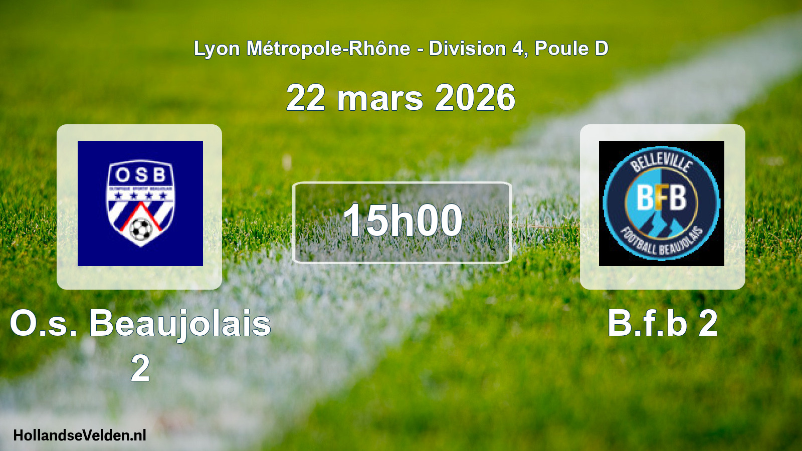 Geplande wedstrijd: O.s. Beaujolais 2 - B.f.b 2 (22 maart 2026)