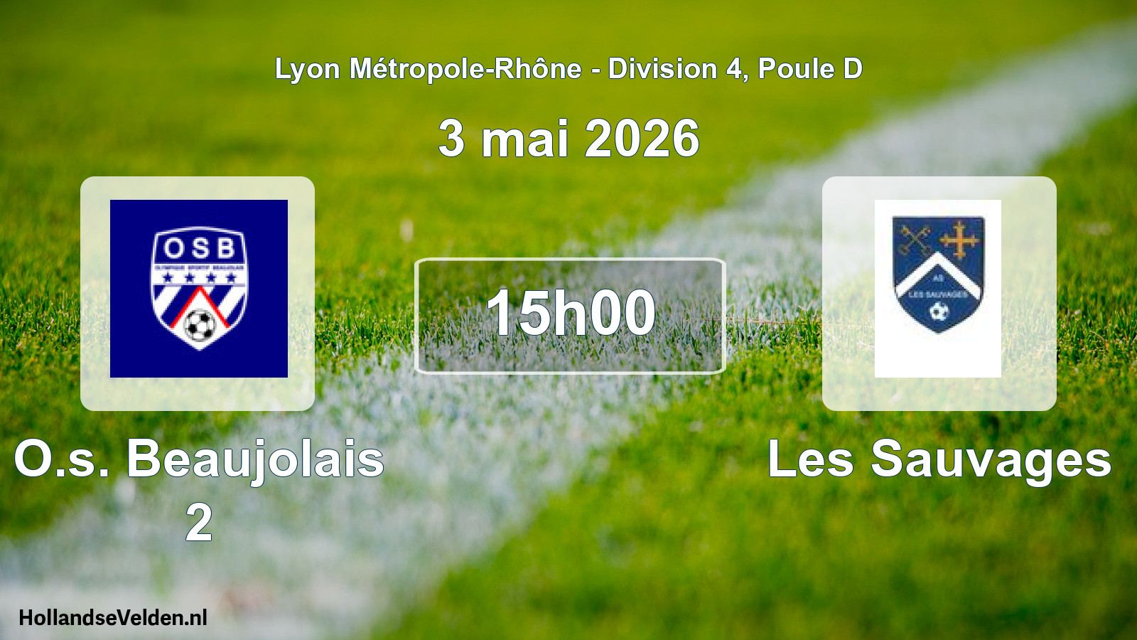 Geplande wedstrijd: O.s. Beaujolais 2 - Les Sauvages (3 mei 2026)