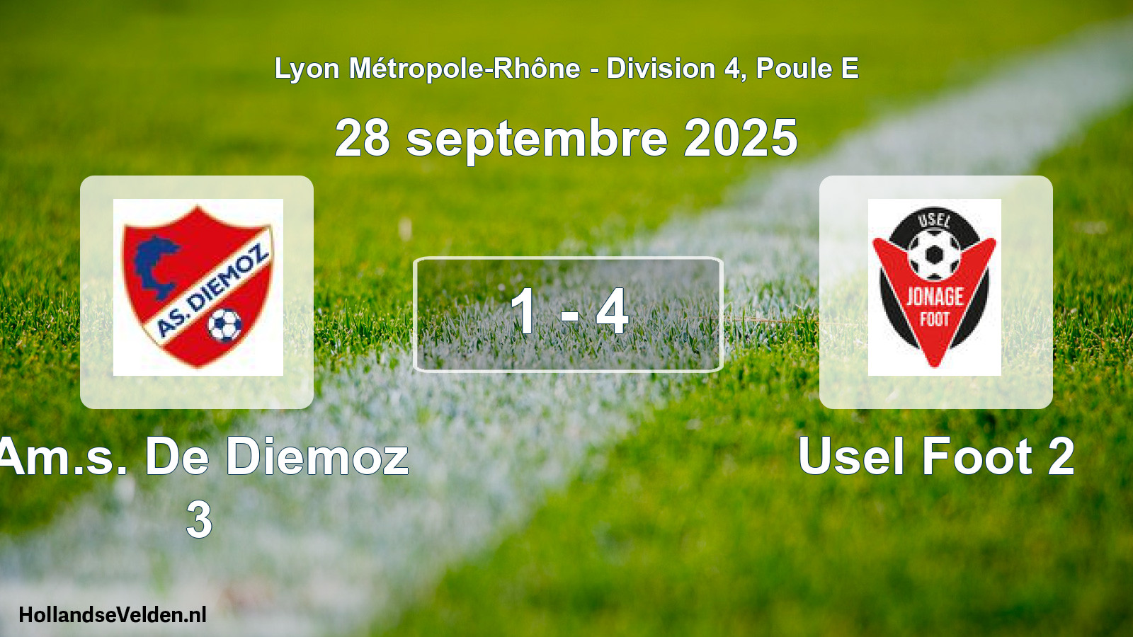 Gespeelde wedstrijd: Am.s. De Diemoz 3 - Usel Foot 2 1 - 4 (28 september 2025)