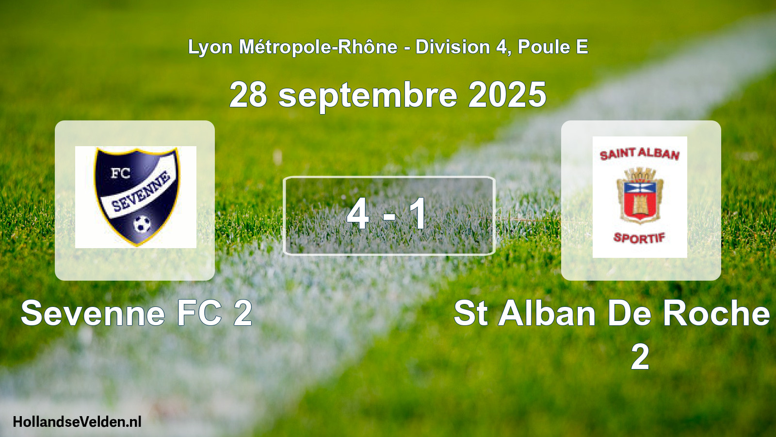 Gespeelde wedstrijd: Sevenne FC 2 - St Alban De Roche SP 2 4 - 1 (28 september 2025)