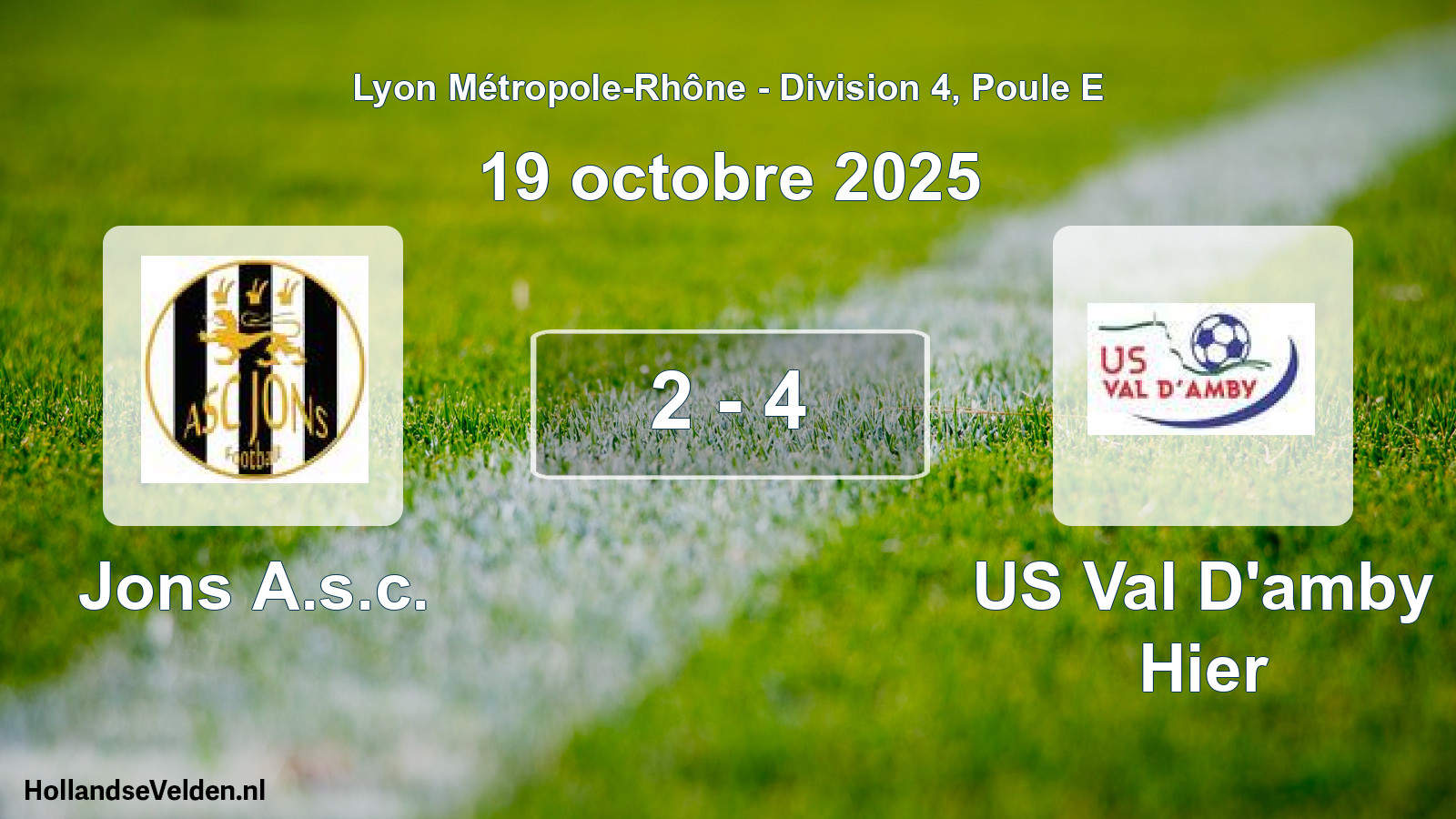 Gespeelde wedstrijd: Jons A.s.c. - US Val D'amby Hier 2 - 4 (19 oktober 2025)