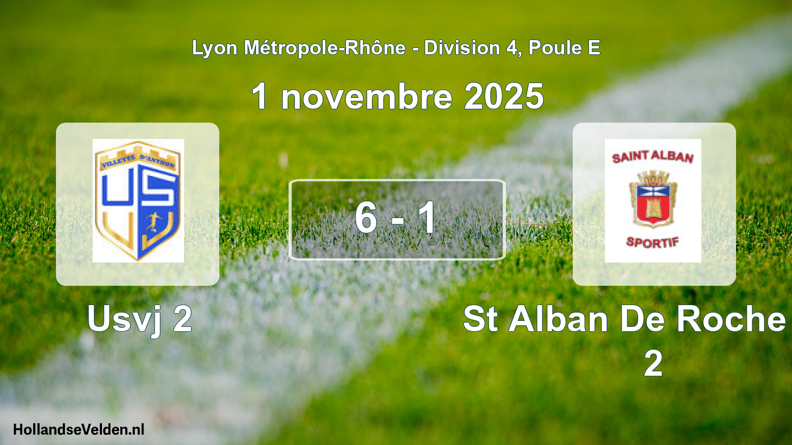 Gespeelde wedstrijd: Usvj 2 - St Alban De Roche SP 2 6 - 1 (1 november 2025)