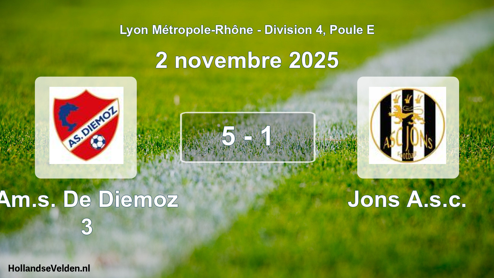 Gespeelde wedstrijd: Am.s. De Diemoz 3 - Jons A.s.c. 5 - 1 (2 november 2025)