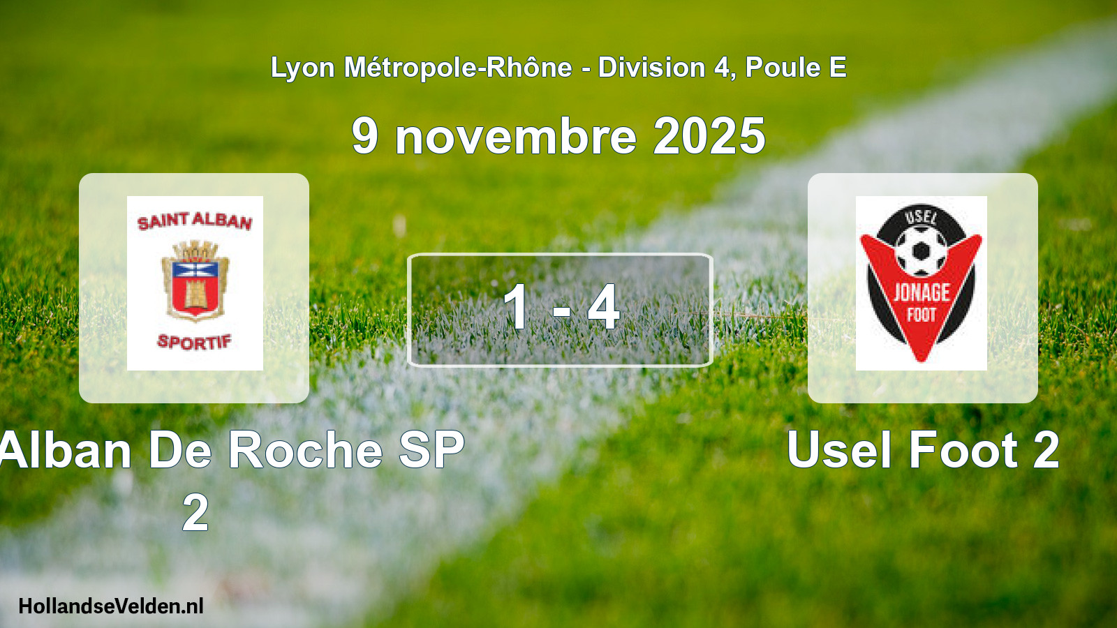 Gespeelde wedstrijd: St Alban De Roche SP 2 - Usel Foot 2 1 - 4 (9 november 2025)