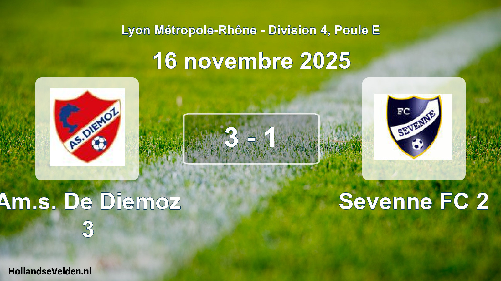 Gespeelde wedstrijd: Am.s. De Diemoz 3 - Sevenne FC 2 3 - 1 (16 november 2025)