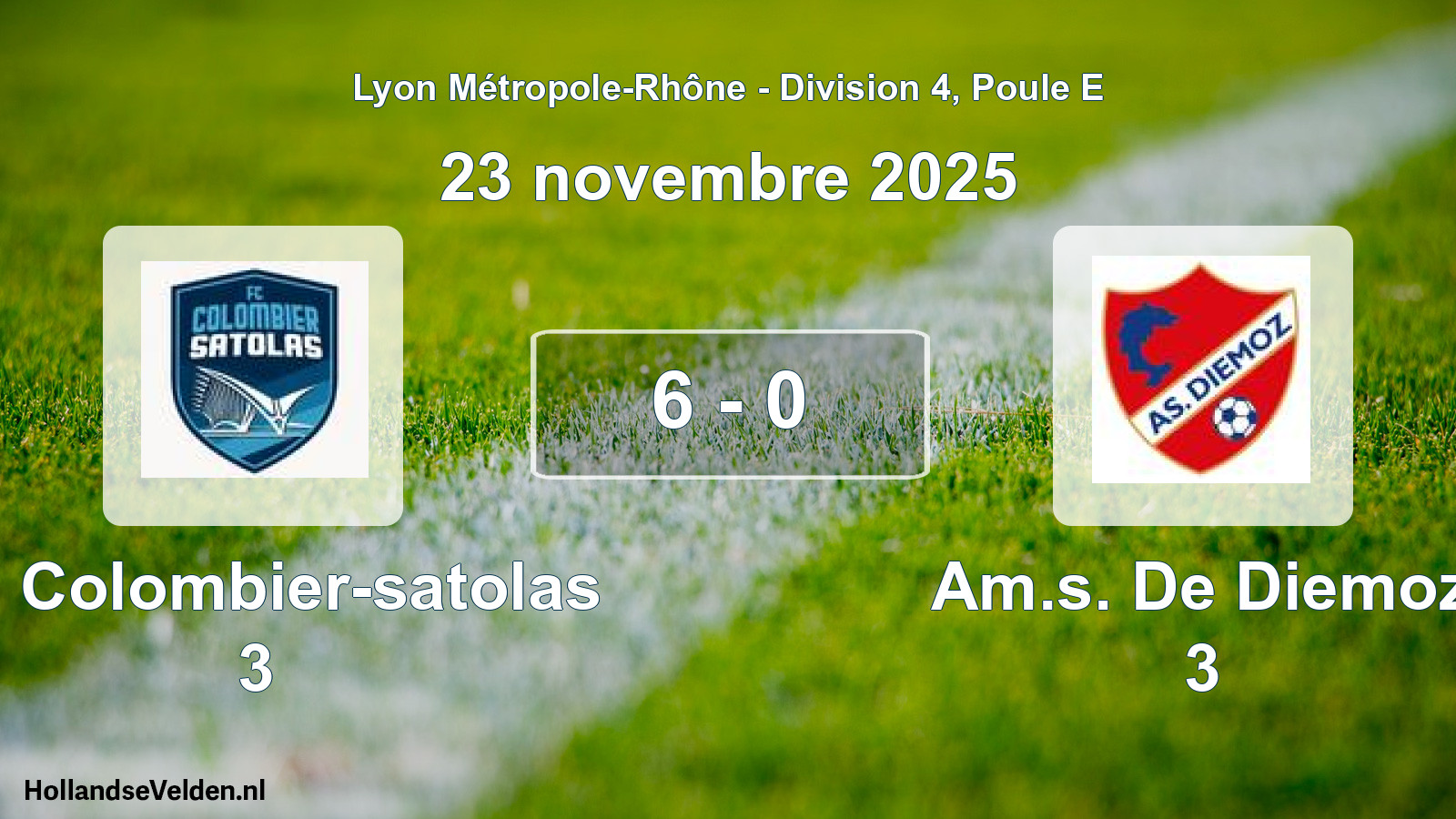 Gespeelde wedstrijd: FC Colombier-satolas 3 - Am.s. De Diemoz 3 6 - 0 (23 november 2025)