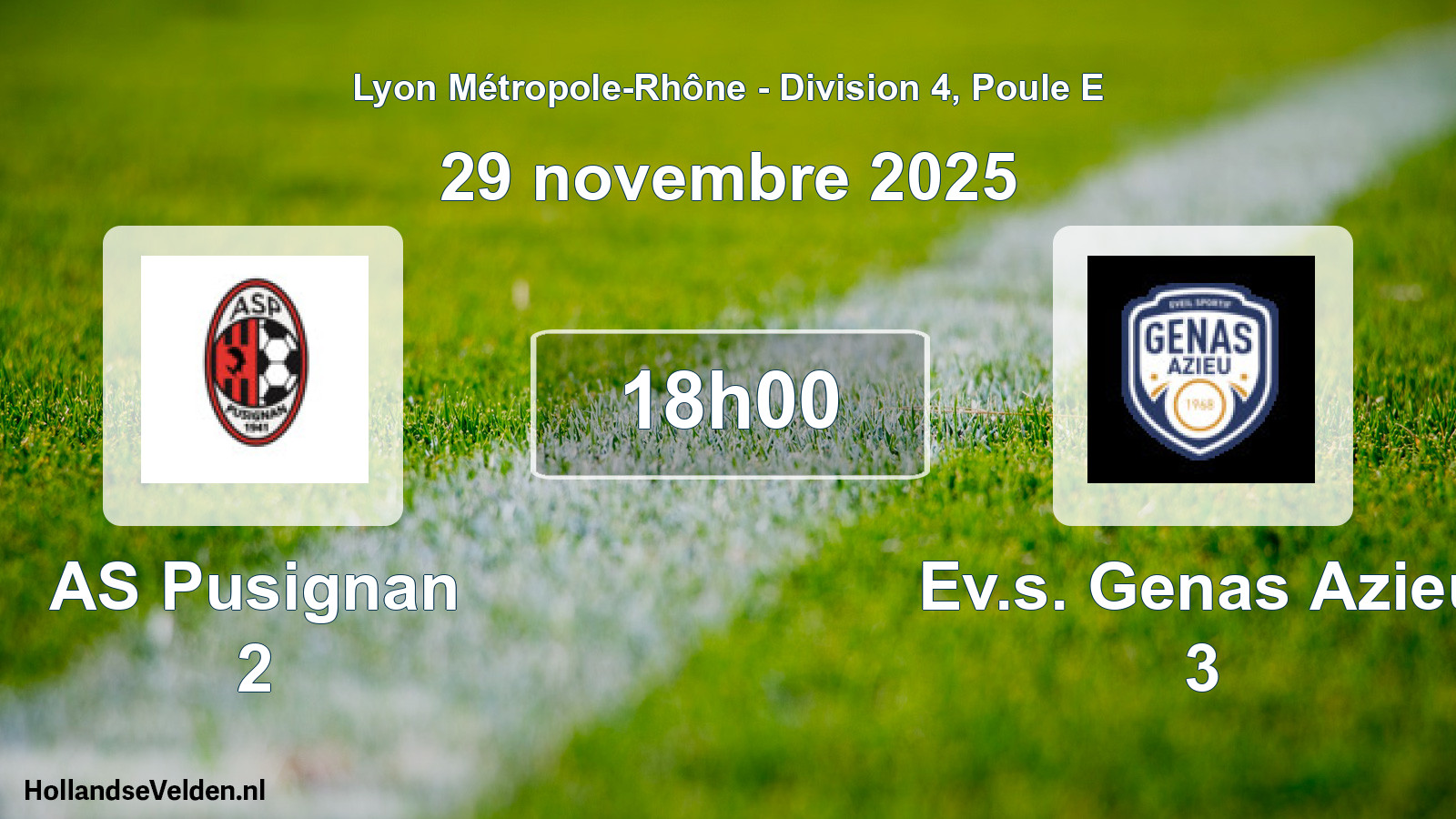 Geplande wedstrijd: AS Pusignan 2 - Ev.s. Genas Azieu 3 (29 november 2025)