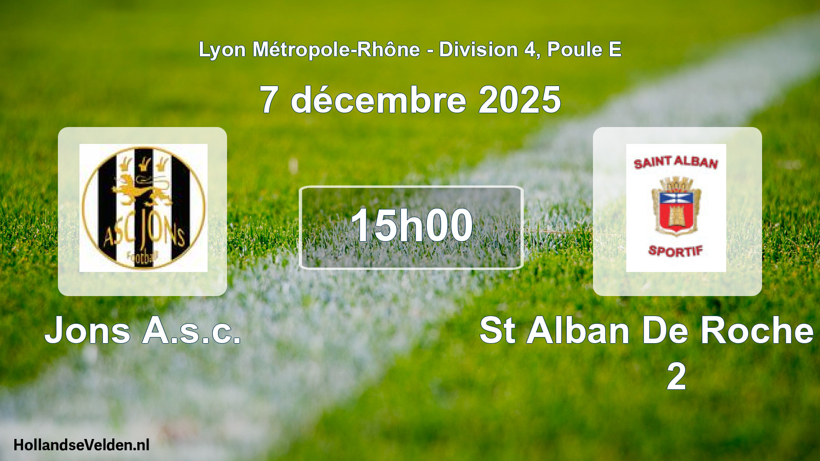 Geplande wedstrijd: Jons A.s.c. - St Alban De Roche SP 2 (7 december 2025)