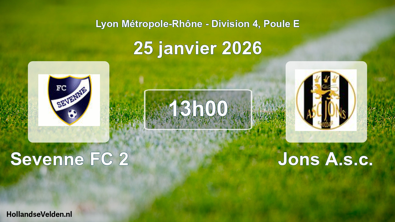 Geplande wedstrijd: Sevenne FC 2 - Jons A.s.c. (25 januari 2026)