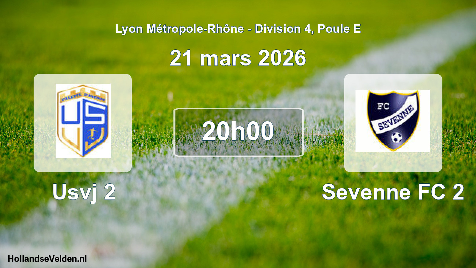 Geplande wedstrijd: Usvj 2 - Sevenne FC 2 (21 maart 2026)