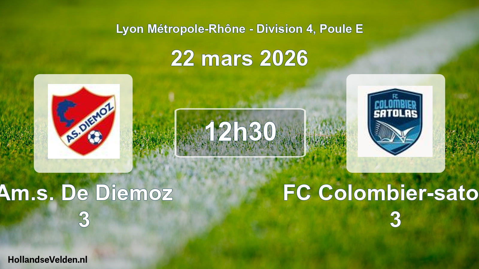 Geplande wedstrijd: Am.s. De Diemoz 3 - FC Colombier-satolas 3 (22 maart 2026)