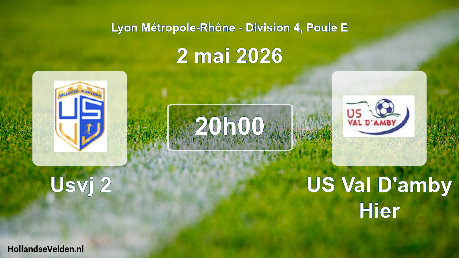 Geplande wedstrijd: Usvj 2 - US Val D'amby Hier (2 mei 2026)