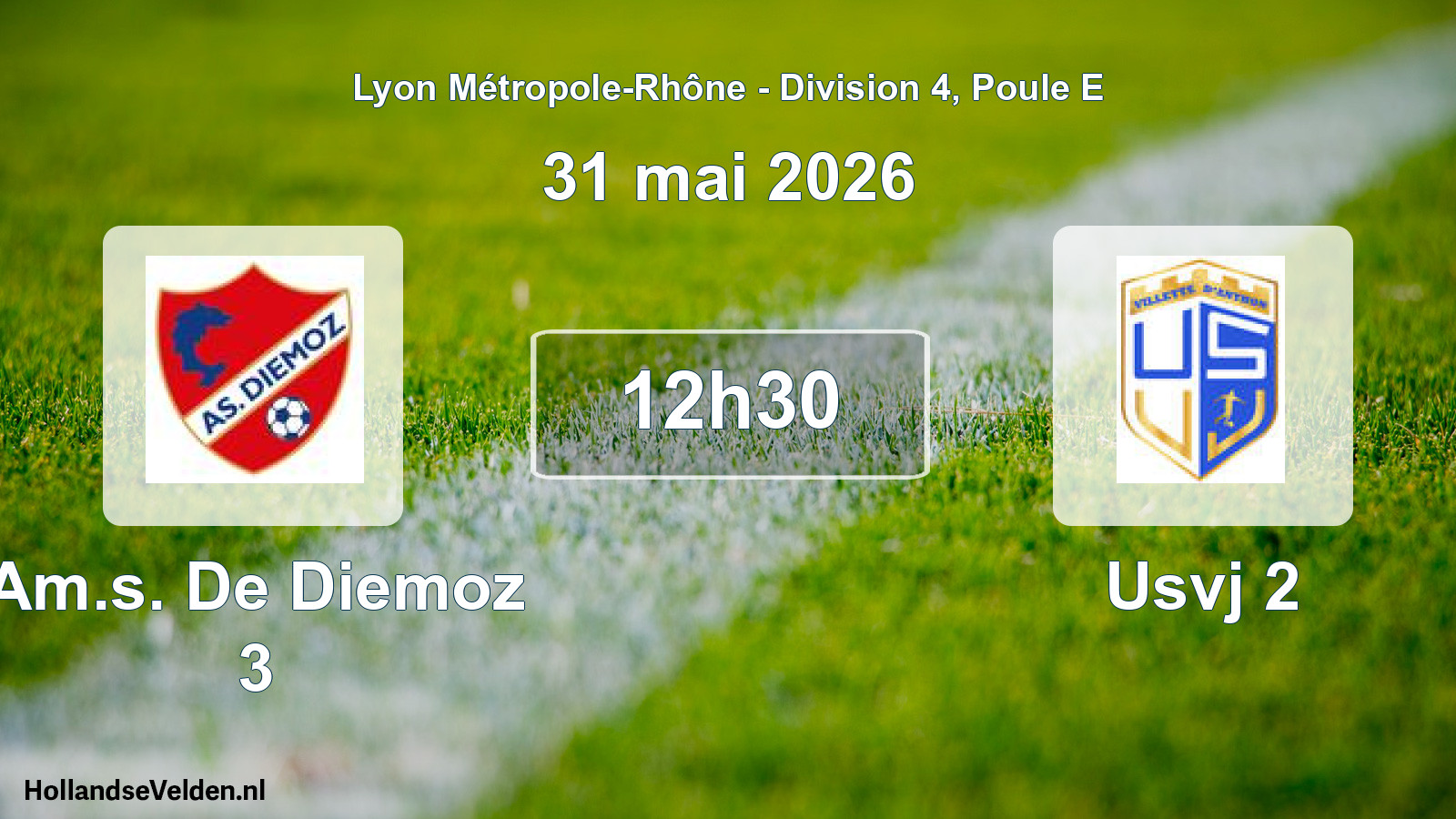 Geplande wedstrijd: Am.s. De Diemoz 3 - Usvj 2 (31 mei 2026)