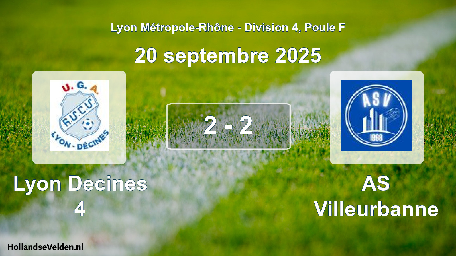 Match joué: Lyon Decines 4 - AS Villeurbanne 2 - 2 (20 septembre 2025)