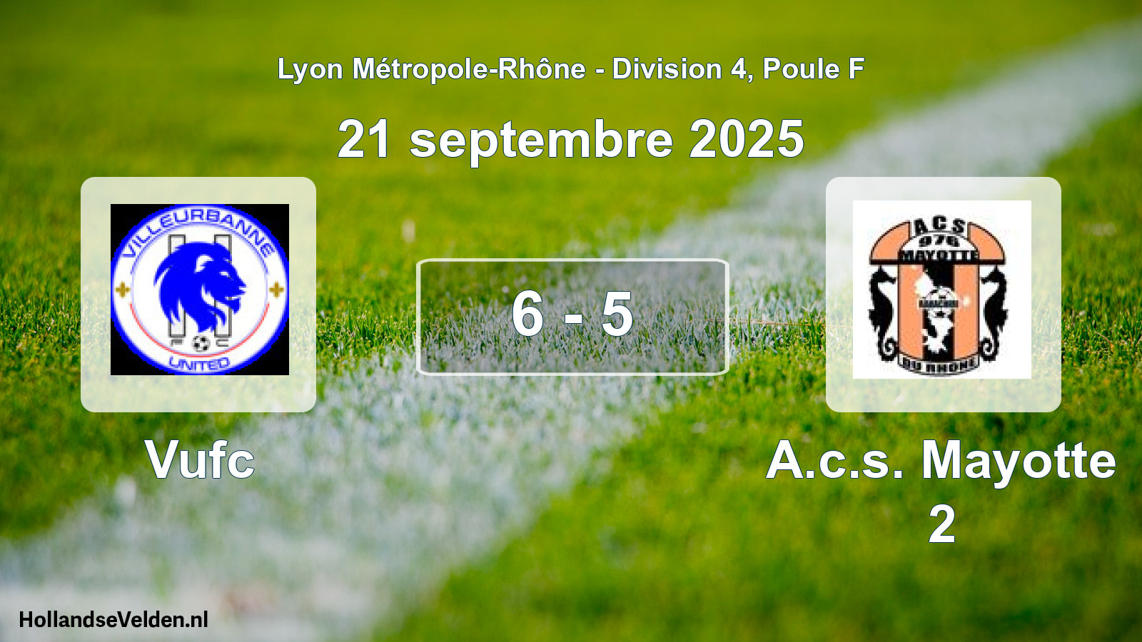 Gespeelde wedstrijd: Vufc - A.c.s. Mayotte 2 6 - 5 (21 september 2025)