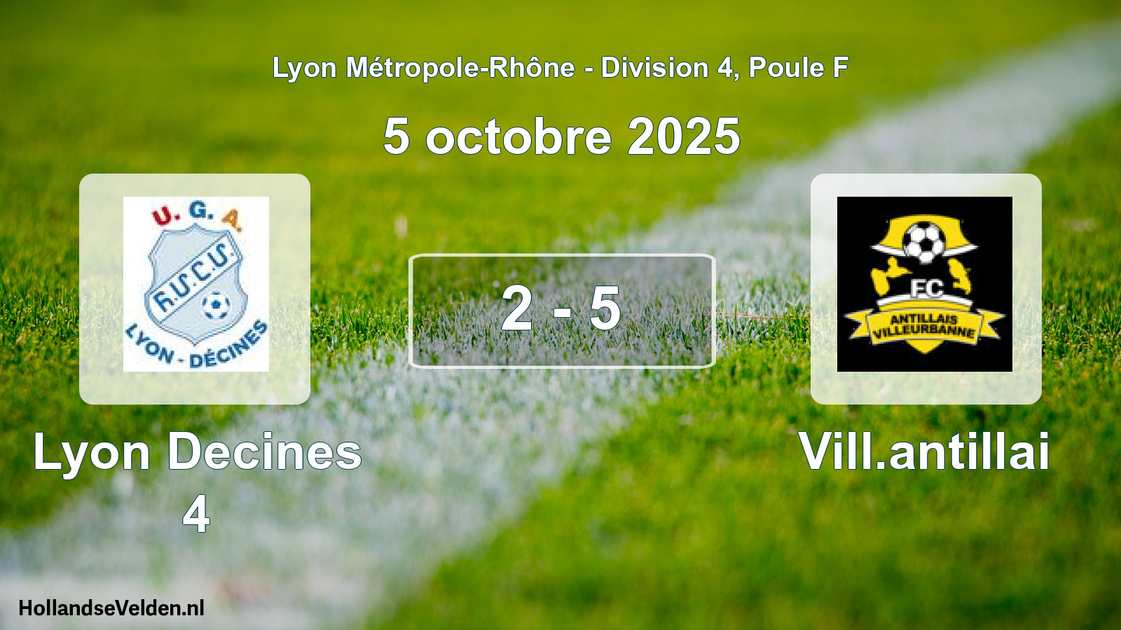 Gespeelde wedstrijd: Lyon Decines 4 - Vill.antillai 2 - 5 (5 oktober 2025)
