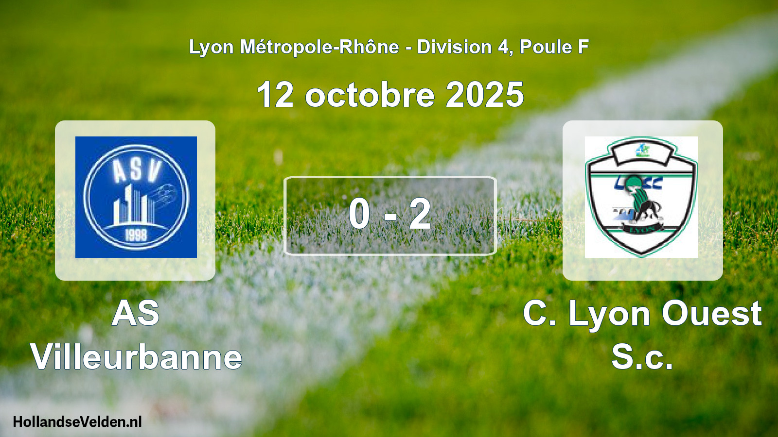 Gespeelde wedstrijd: AS Villeurbanne - C. Lyon Ouest S.c. 0 - 2 (12 oktober 2025)