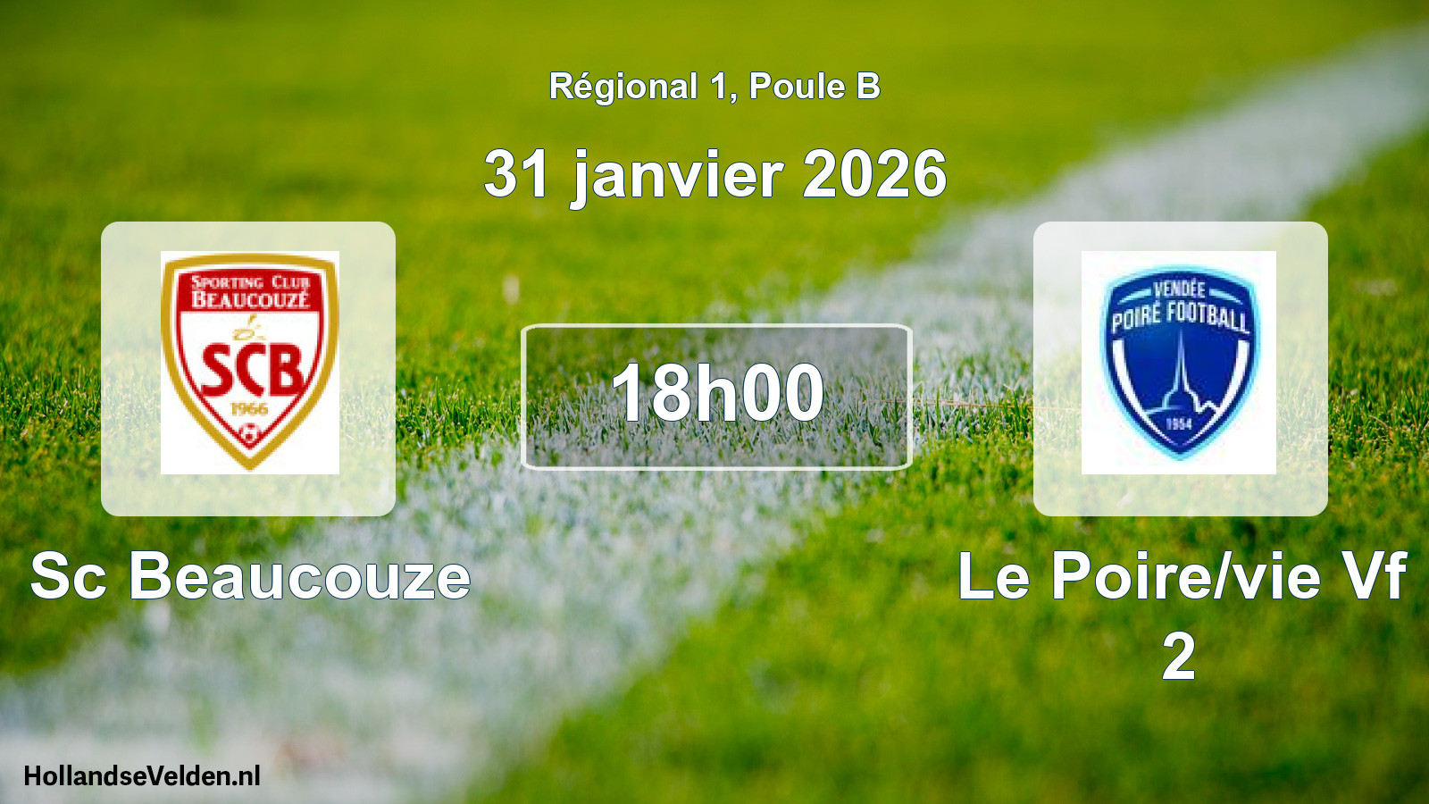 Geplande wedstrijd: Sc Beaucouze - Le Poire/vie Vf 2 (31 janvier 2026)