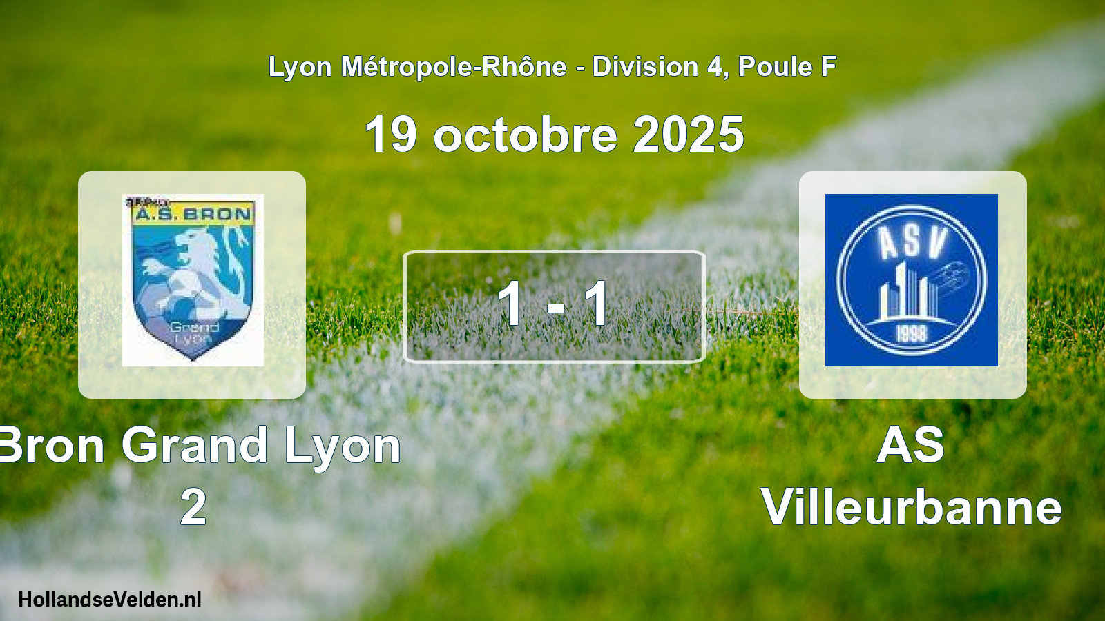 Match joué: Bron Grand Lyon 2 - AS Villeurbanne 1 - 1 (19 octobre 2025)
