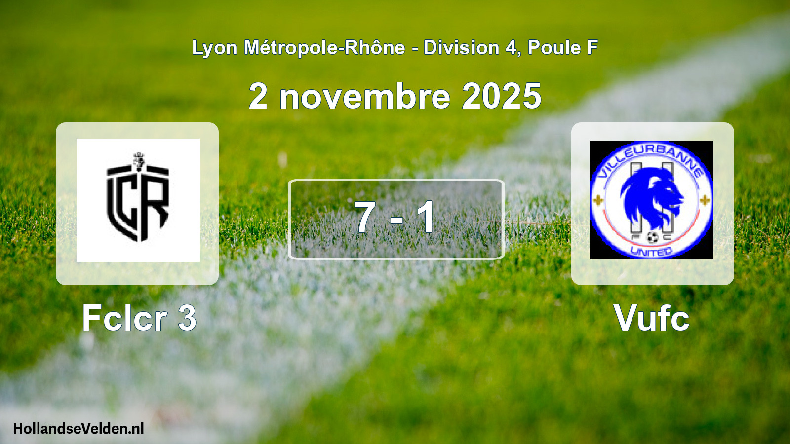 Match joué: Fclcr 3 - Vufc 7 - 1 (2 novembre 2025)