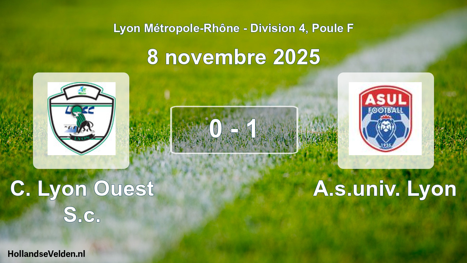 Gespeelde wedstrijd: C. Lyon Ouest S.c. - A.s.univ. Lyon 0 - 1 (8 november 2025)