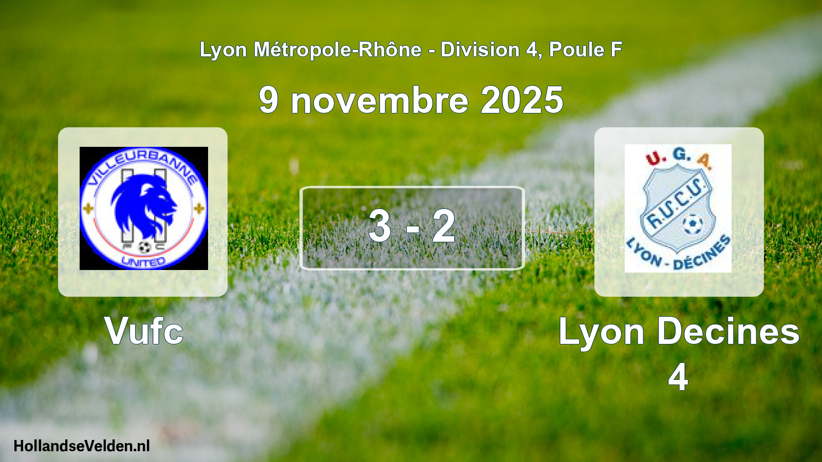 Match joué: Vufc - Lyon Decines 4 3 - 2 (9 novembre 2025)