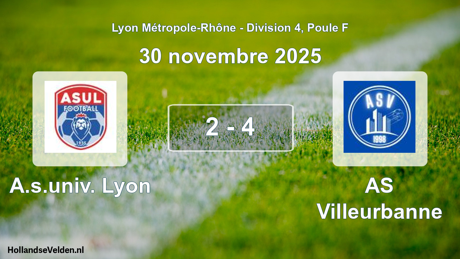 Gespeelde wedstrijd: A.s.univ. Lyon - AS Villeurbanne 2 - 4 (30 november 2025)