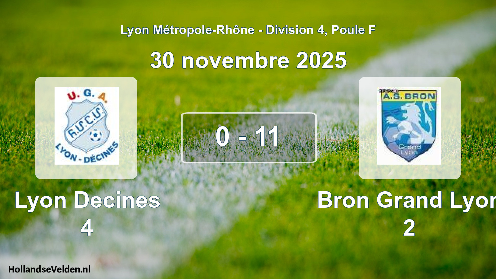 Gespeelde wedstrijd: Lyon Decines 4 - Bron Grand Lyon 2 0 - 11 (30 november 2025)