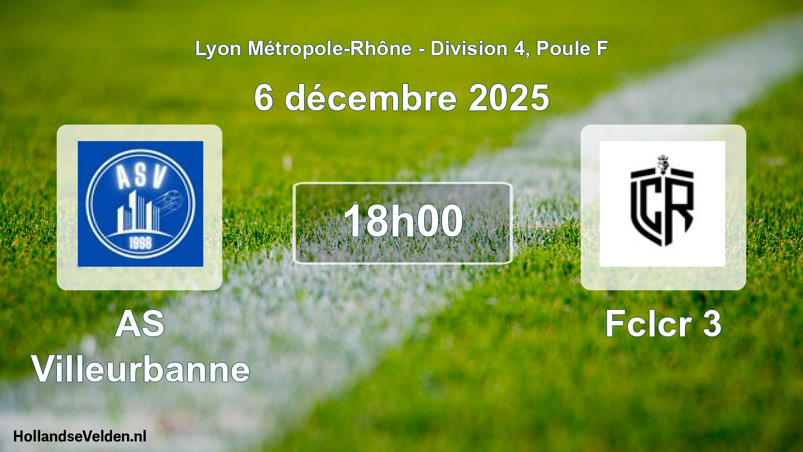 Geplande wedstrijd: AS Villeurbanne - Fclcr 3 (6 december 2025)